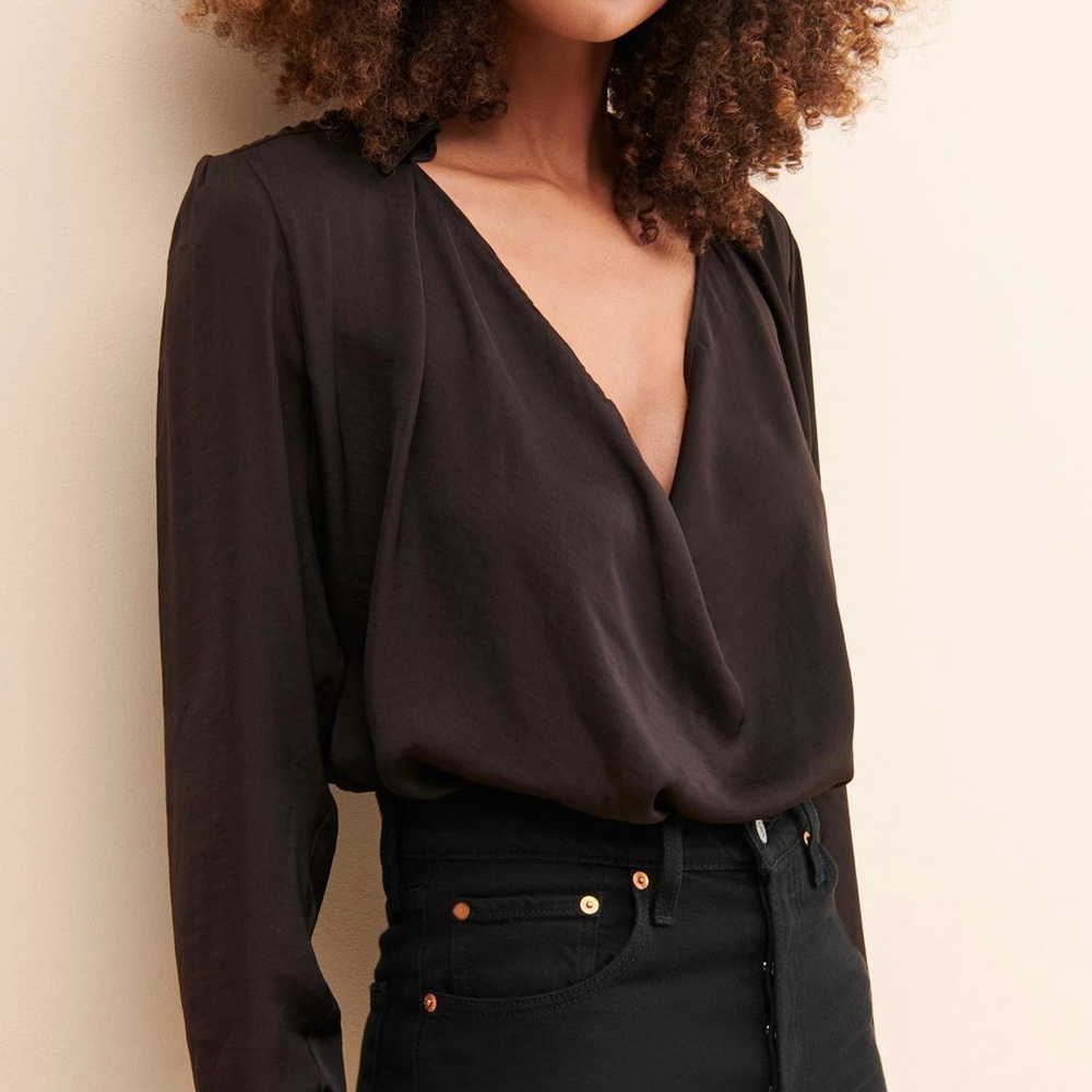 Free People Midnight Brown Cowl Neck Top – NWT